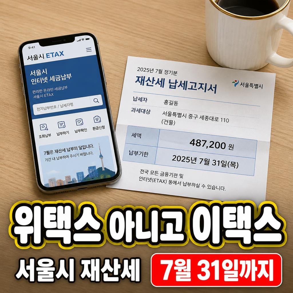 서울시 재산세 조회방법, 위택스 아니고 이택스입니다 (7월 31일까지)