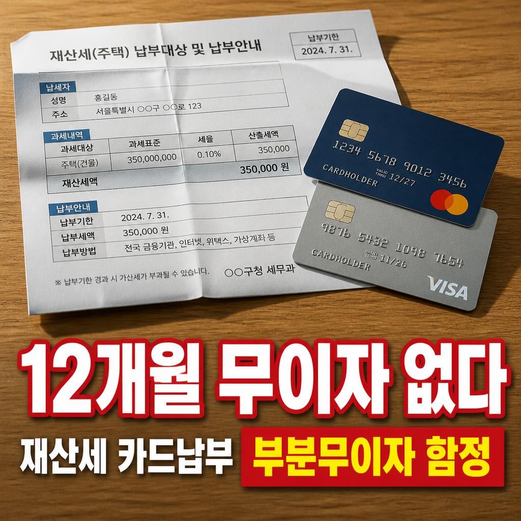 재산세 무이자할부카드, 12개월 전액 무이자는 없습니다