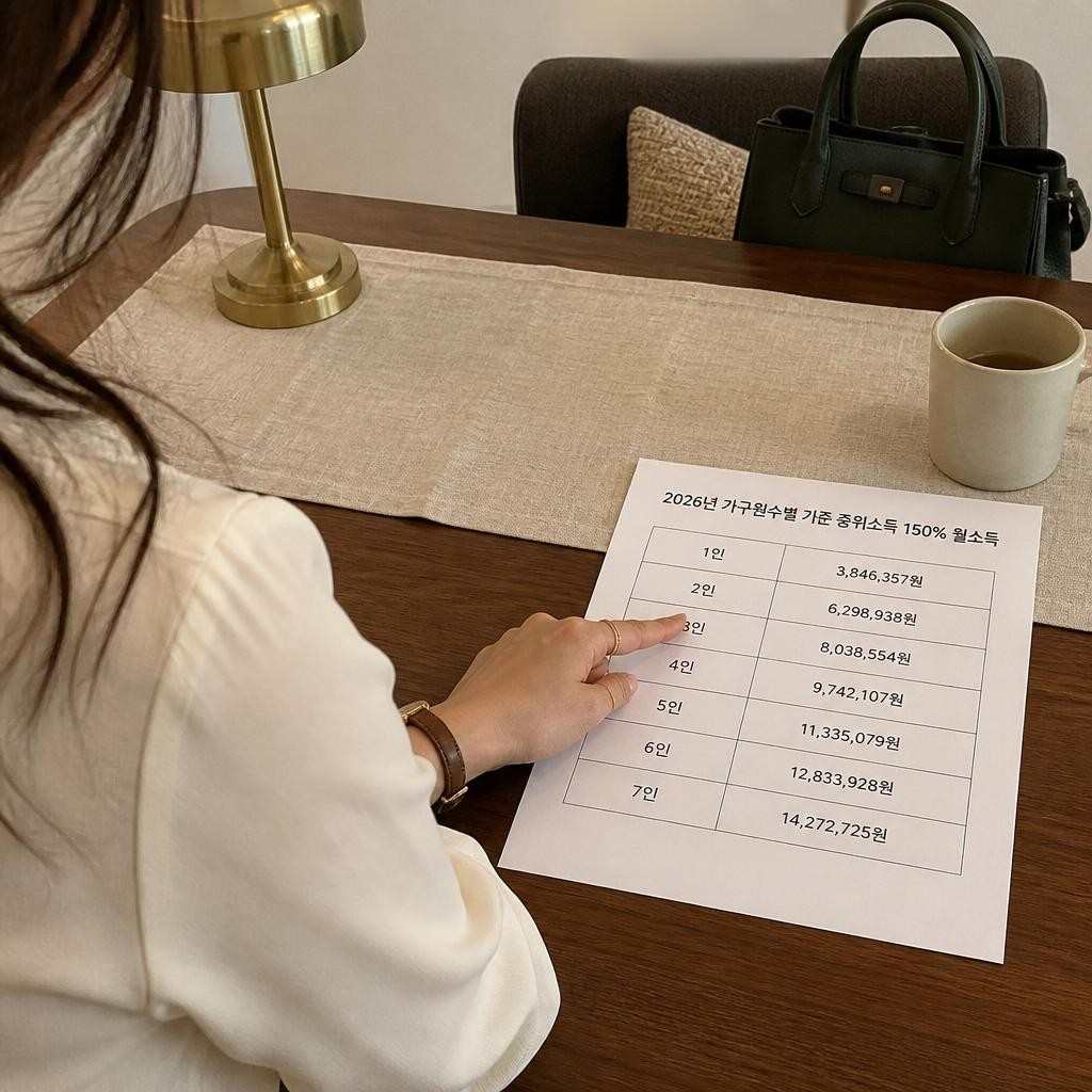 중위소득 150% 이하 기준 1인 384만6357원부터 4인 974만2107원까지