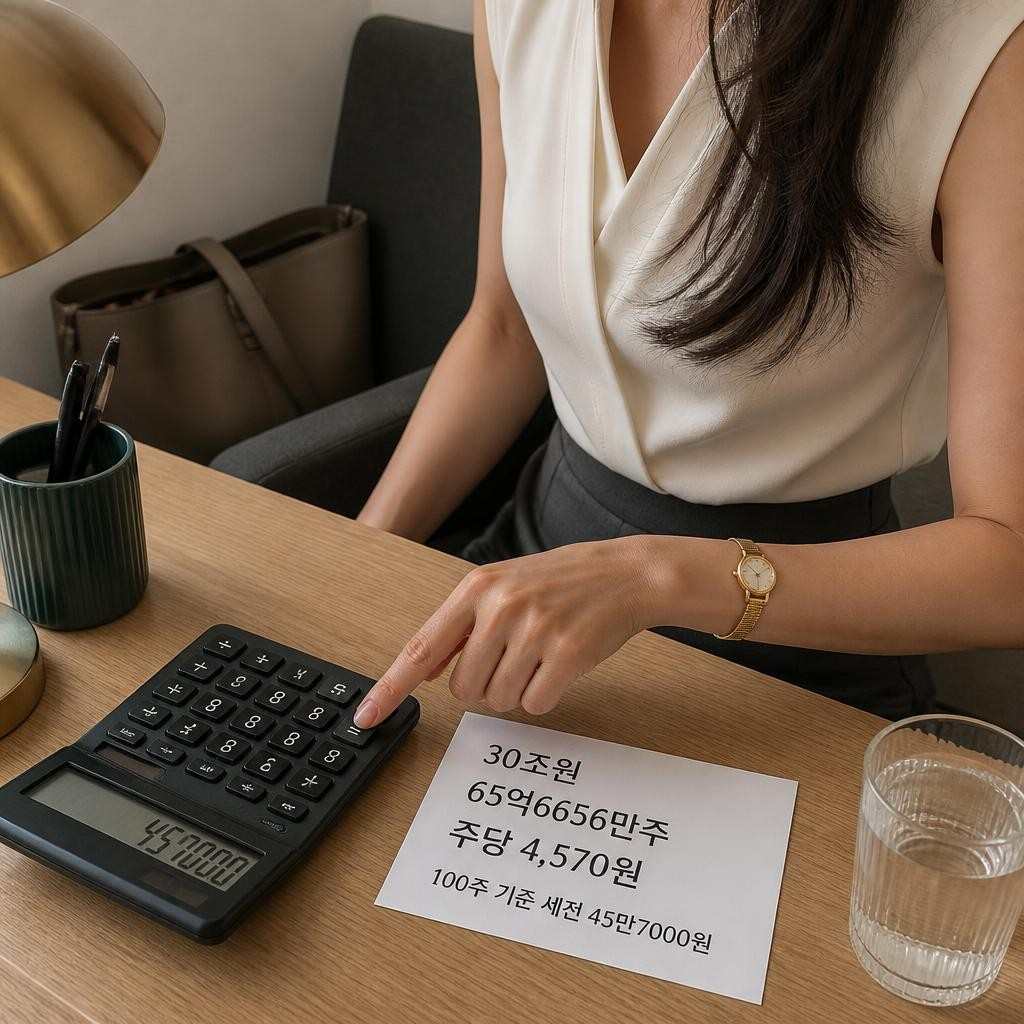 3분기 30조를 주식 수로 나누면 주당 4,570원