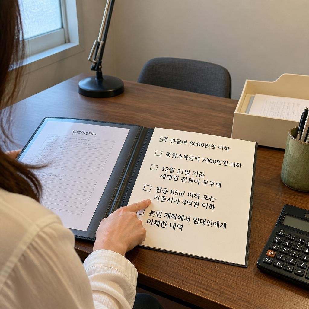 월세환급금 조건 다섯 가지, 총급여 8000만원과 12월 31일 무주택