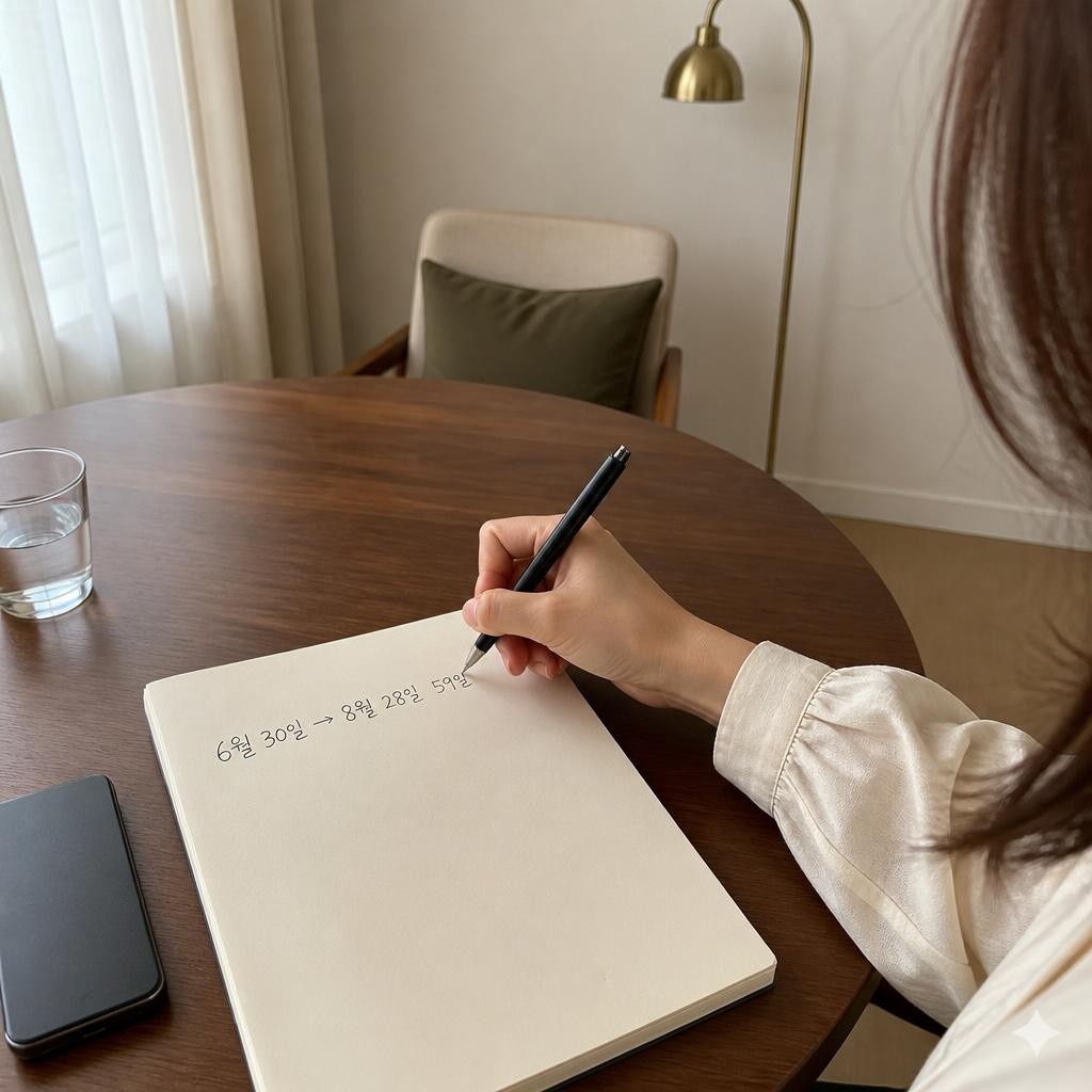 기준일 6월 30일에서 지급까지 59일