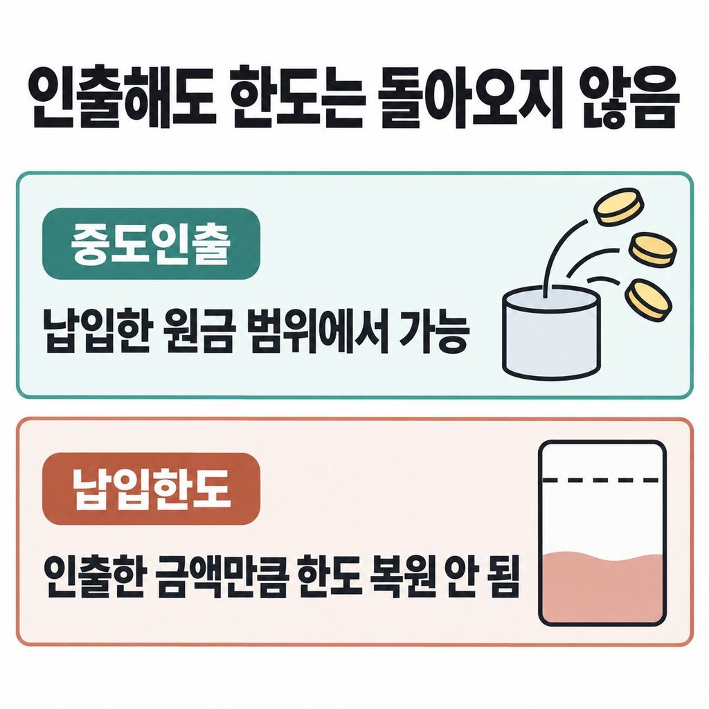 3년을 채워야 하고, 인출한 한도는 돌아오지 않는다
