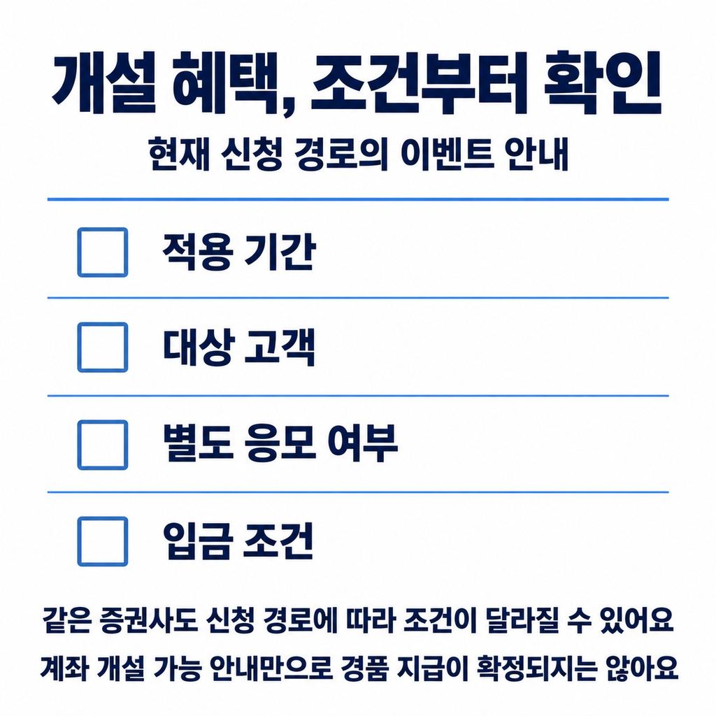 개설 혜택은 지금 신청하는 화면의 조건으로 판단한다