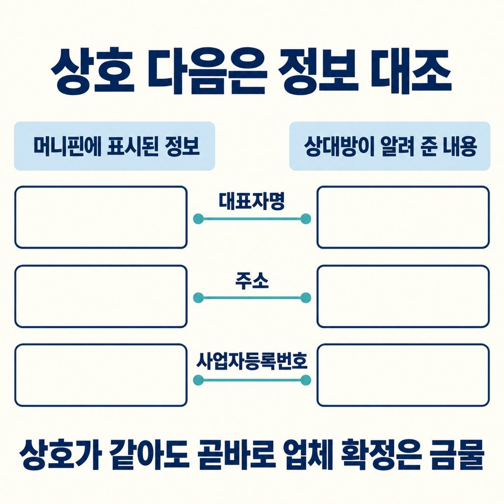 상호로 찾았다면 주소까지 맞춰 본다