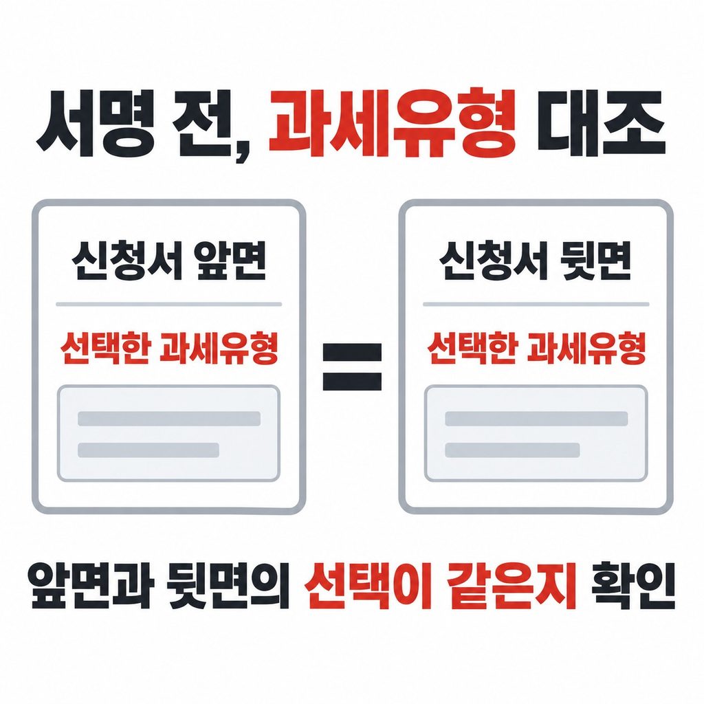 서명하기 전 신청서와 첨부서류를 대조한다