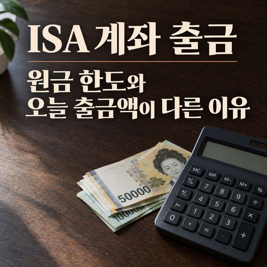 isa 계좌 출금, 원금 한도와 오늘 출금가능액이 다른 이유