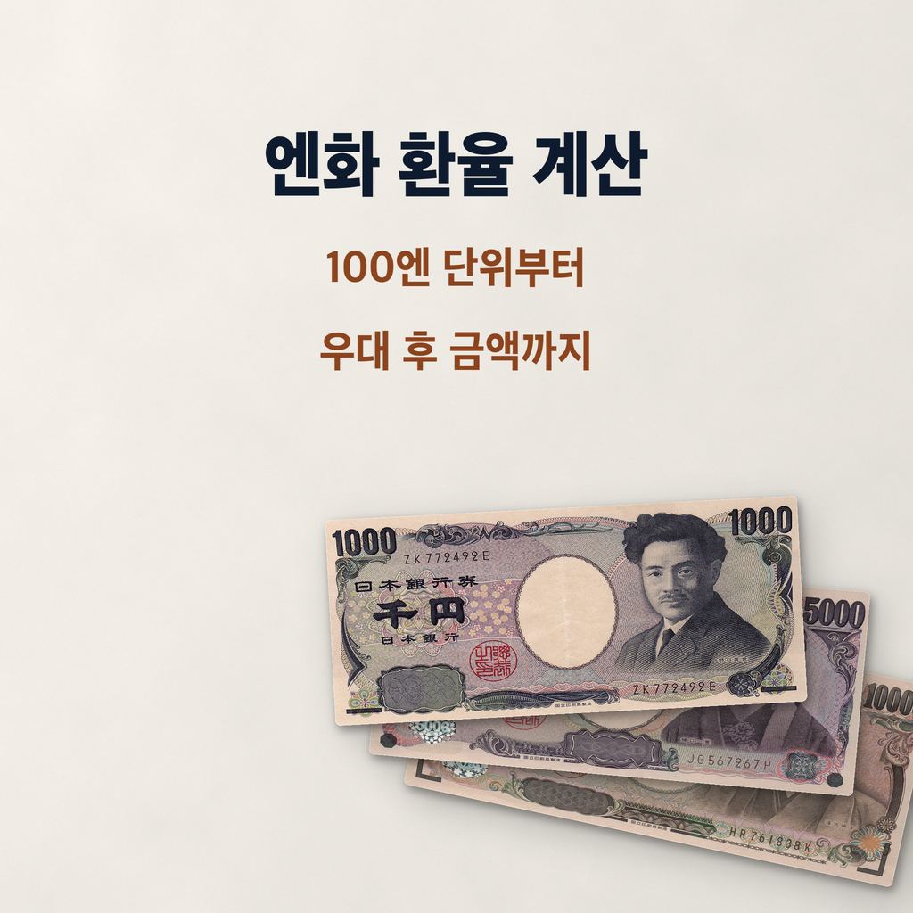 엔화 환율 계산, 100엔 단위부터 우대 후 환전금액까지