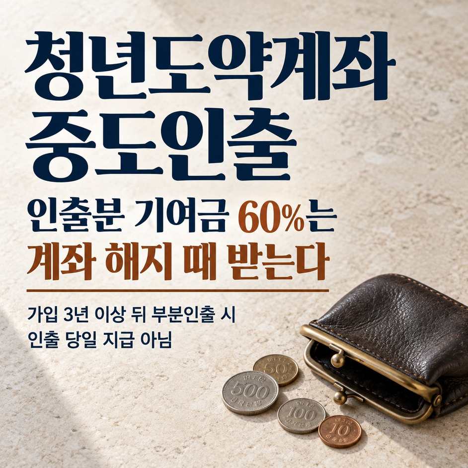 청년도약계좌 중도인출, 3년 뒤 기여금 60%는 해지 때 받는다